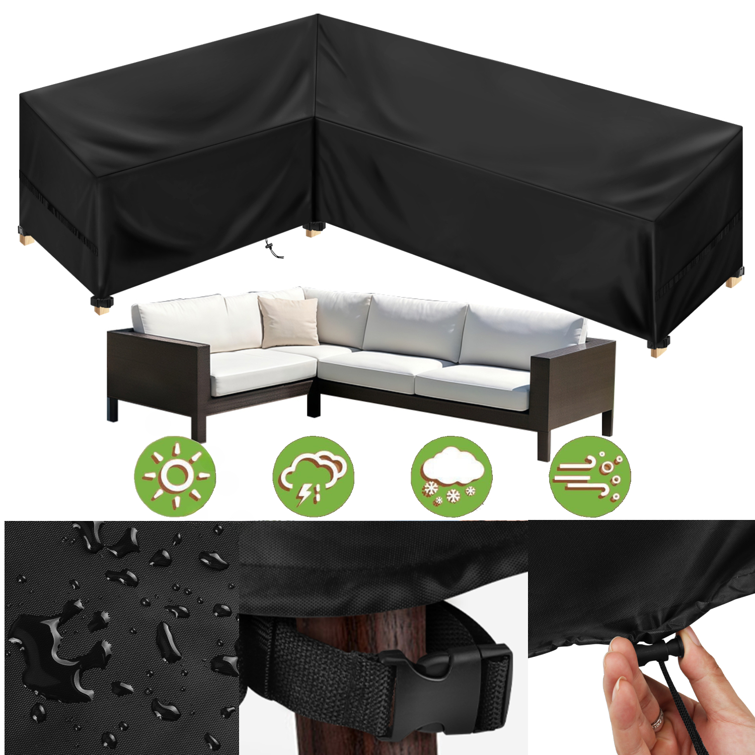 Outdoor Furniture L Shape - Outdoor Waterproof Sectional Sofa Cover Heavy