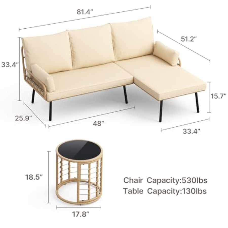 3-Piece Outdoor Patio Furnitur - Outdoor Furniture L Shape のレビューと価格