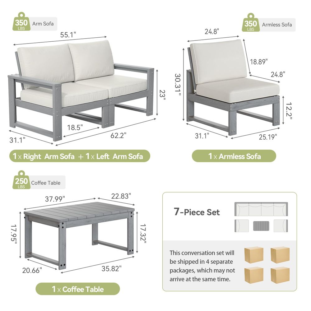 Furniture, 7Piece Patio Furnit - Outdoor Furniture L Shape のレビューと価格