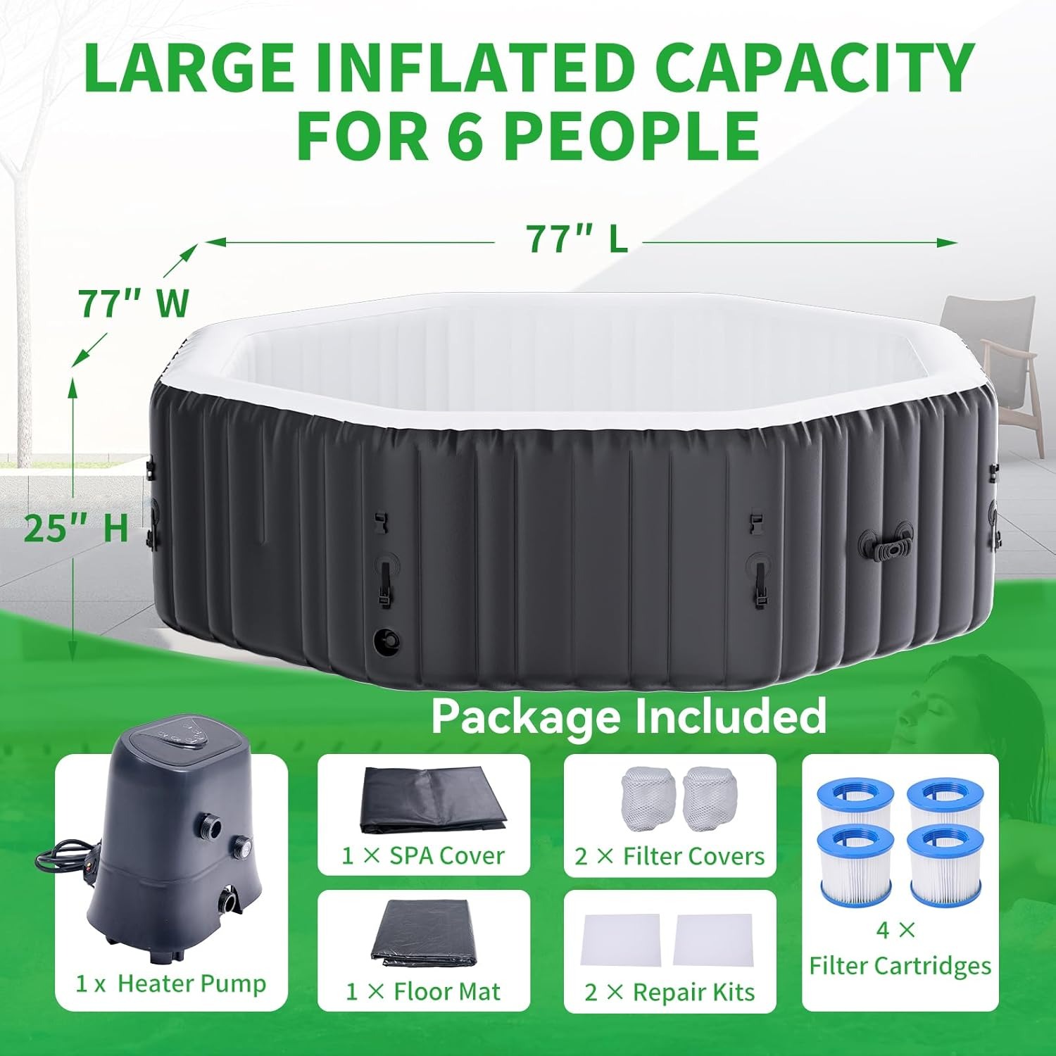 4-6 Person Polygon Inflatable  - Inflatable Hot Tub のレビューと価格