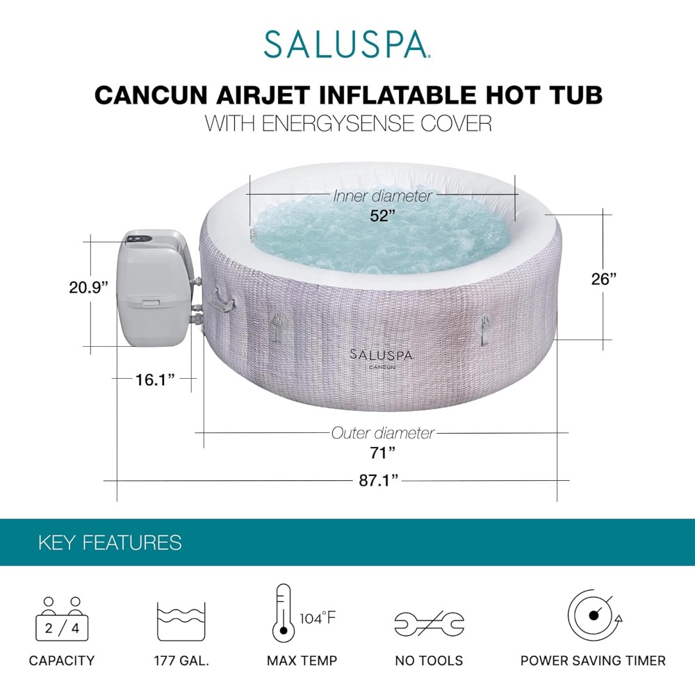SaluSpa Cancun 2-4 Person Infl - Inflatable Hot Tub のレビューと価格
