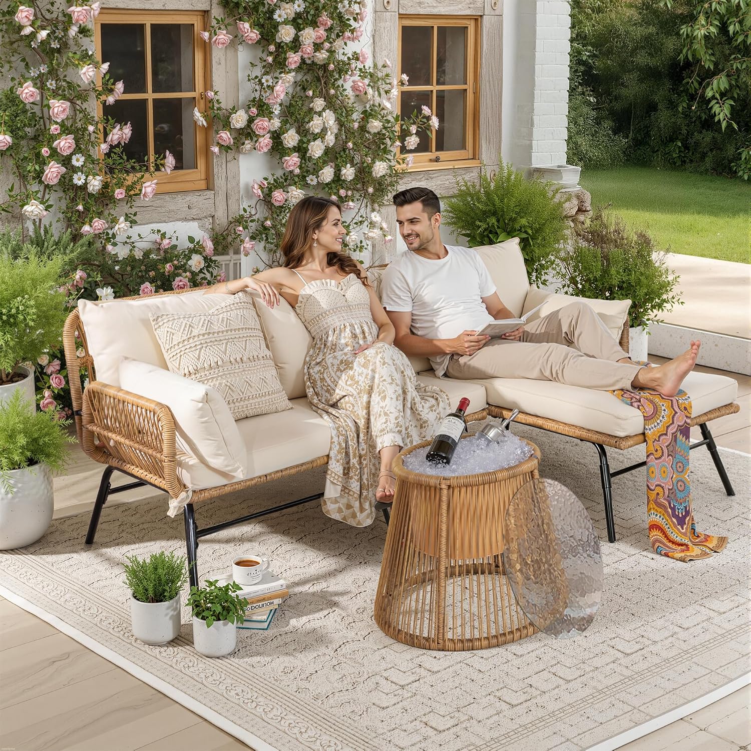3-Piece L-Shaped Outdoor Patio - Outdoor Furniture L Shape のレビューと価格