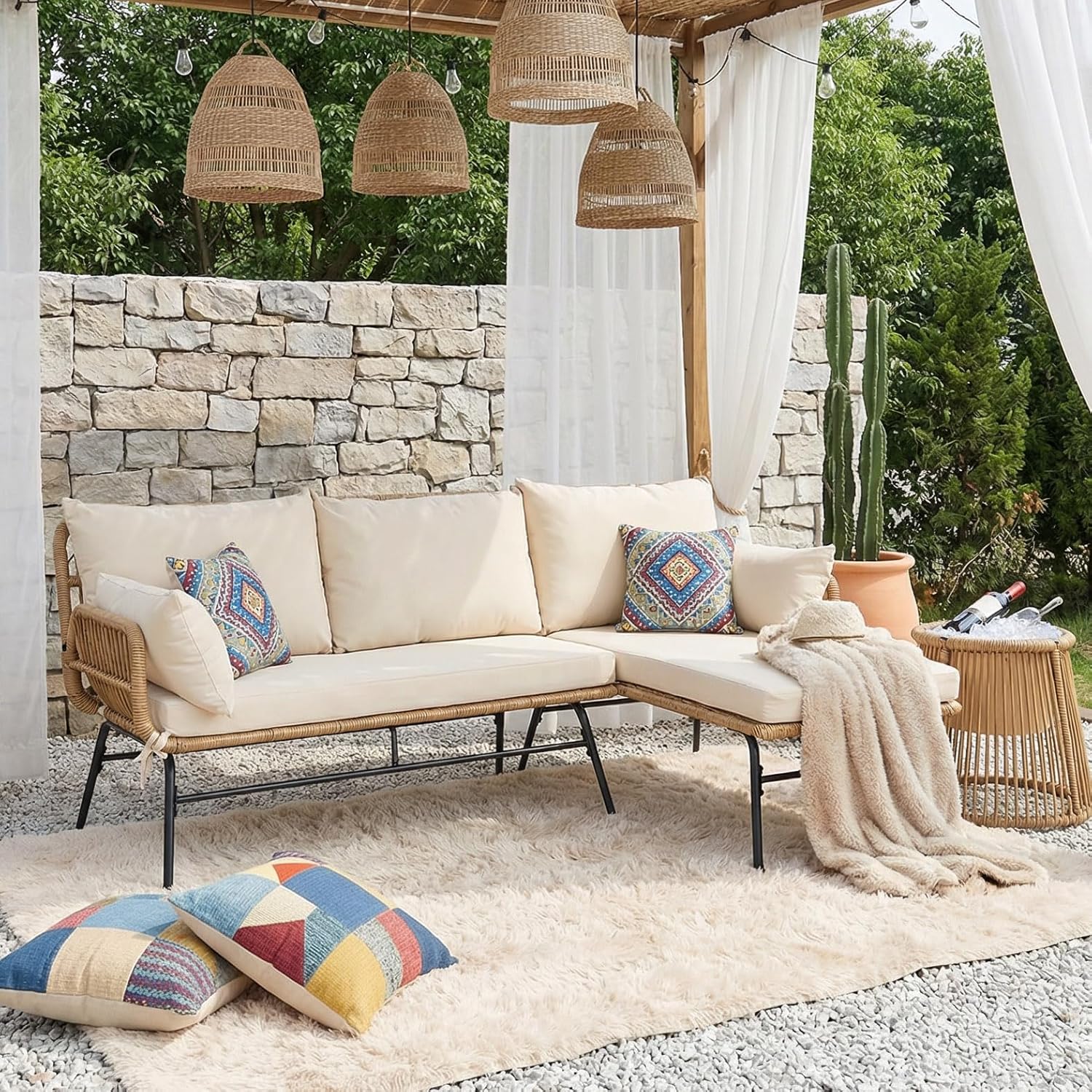 3-Piece L-Shaped Outdoor Patio - Outdoor Furniture L Shape のレビューと価格