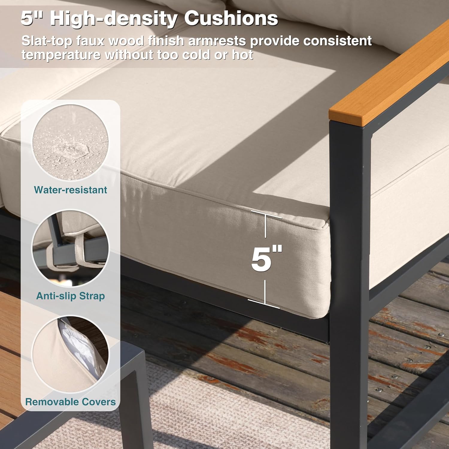 6pc Metal Patio Sectional Sofa - Outdoor Furniture L Shape のレビューと価格