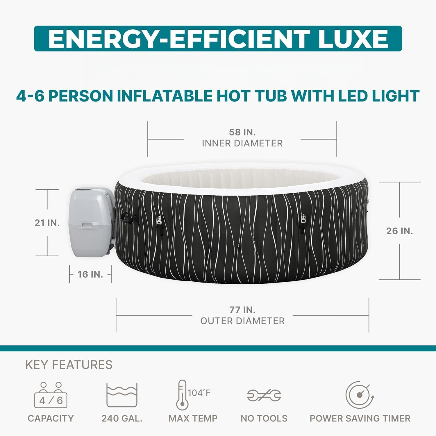 4-6 Person Round Inflatable Ho - Inflatable Hot Tub のレビューと価格