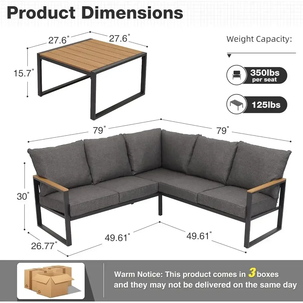 6-Piece Outdoor Sectional Sofa - Outdoor Furniture L Shape のレビューと価格
