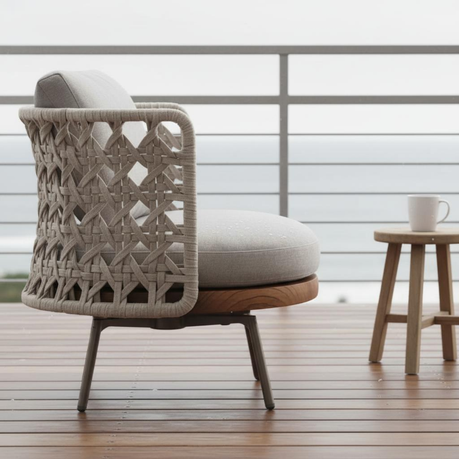 3 Pieces Teak Armchair Nordic  - Outdoor Furniture Hotel のレビューと価格
